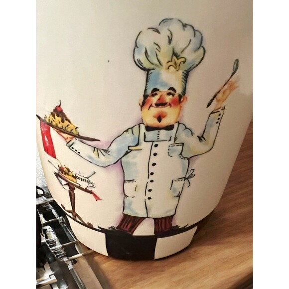 VTG Tabletops Gallery Le Chef Cooking Design Hand Painted Coffee Mug Cup Checks - Picture 4 of 7